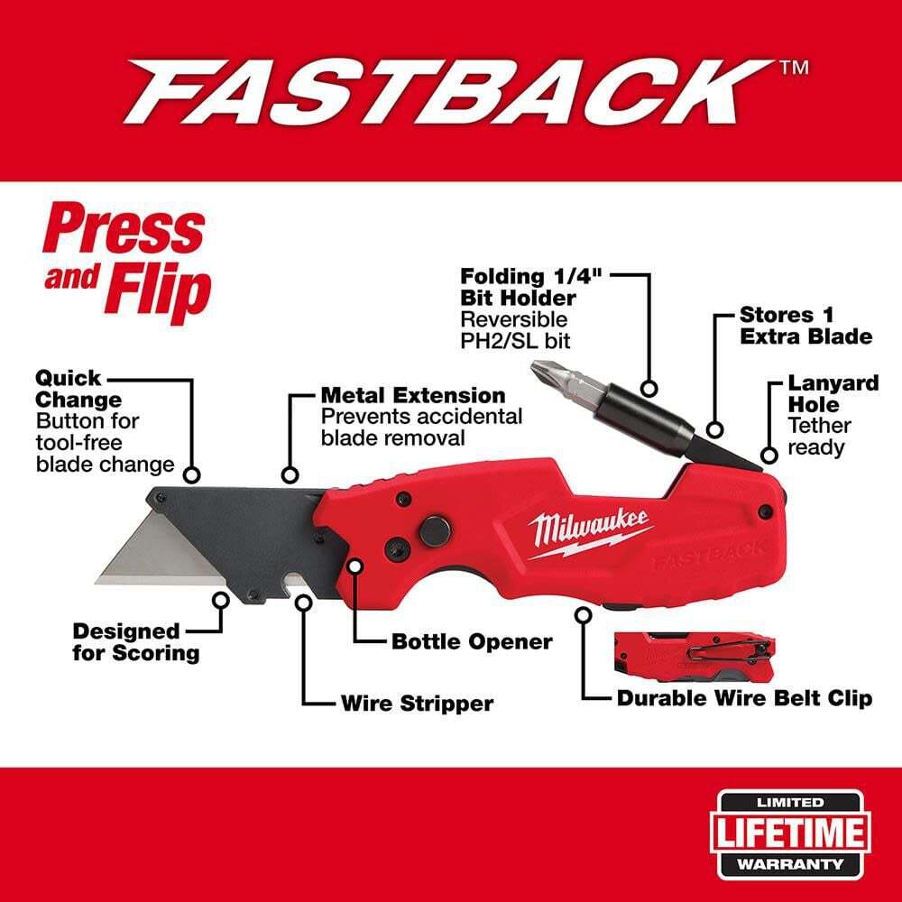 Milwaukee Fastback 6In1 Folding Utility Knife