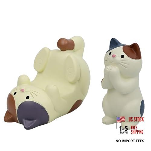 Mevodeata Cat-Shaped Phone Stand and Eyeglass Frames Animal Resin Gifts White