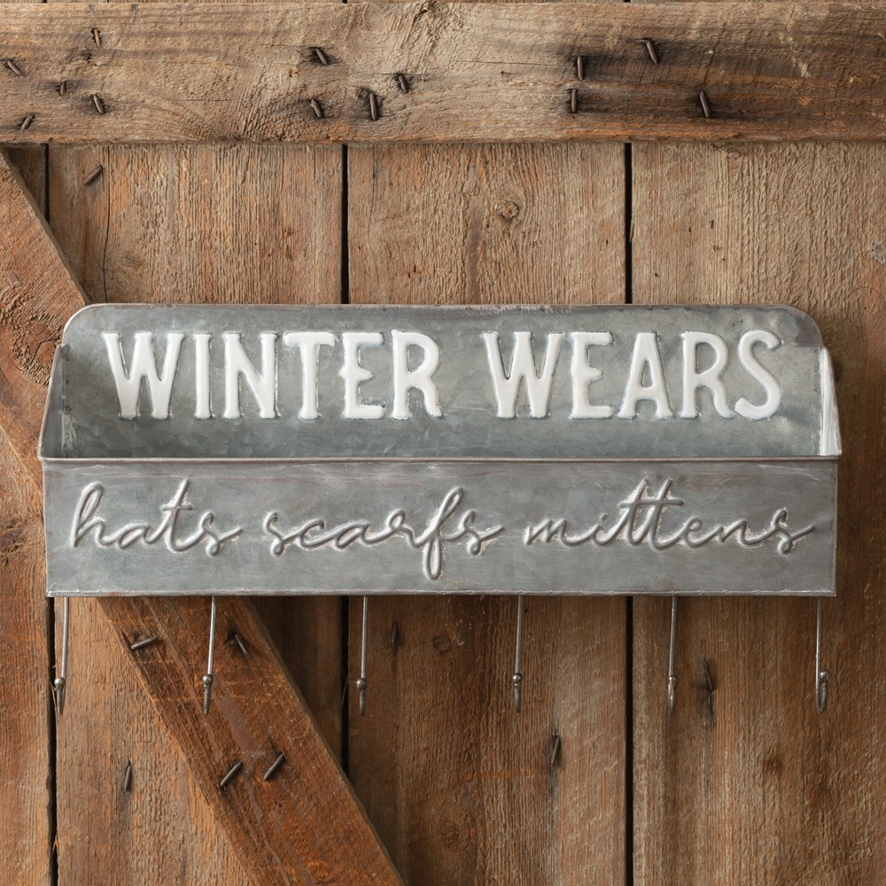 Winter Wears wall Shelf Organizer w/ 6 Hooks - SALE