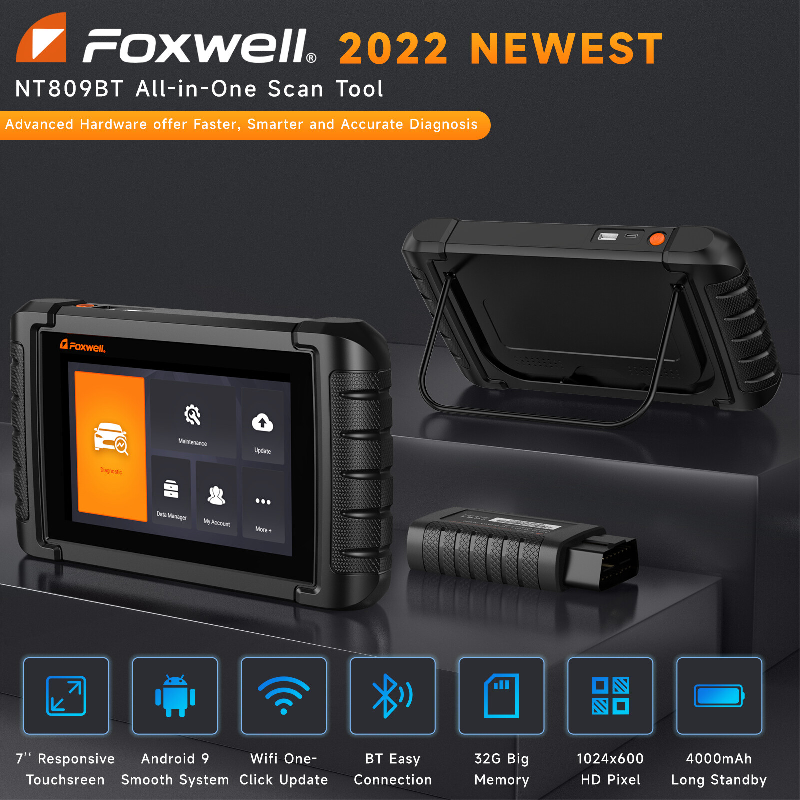 Foxwell NT809 TS Bidirectional Scanner OBD2 TPMS Programmer Tool Code Reader