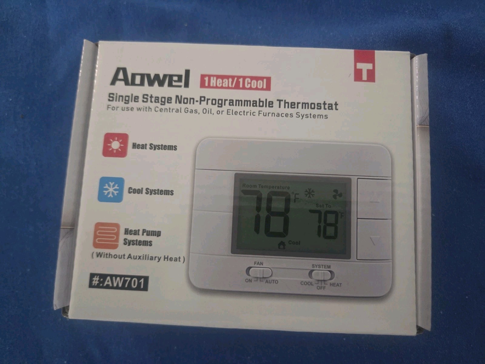 AW701 Non Programmable Thermostat for Home 1 Heat/ 1 Cool Single-Stage System
