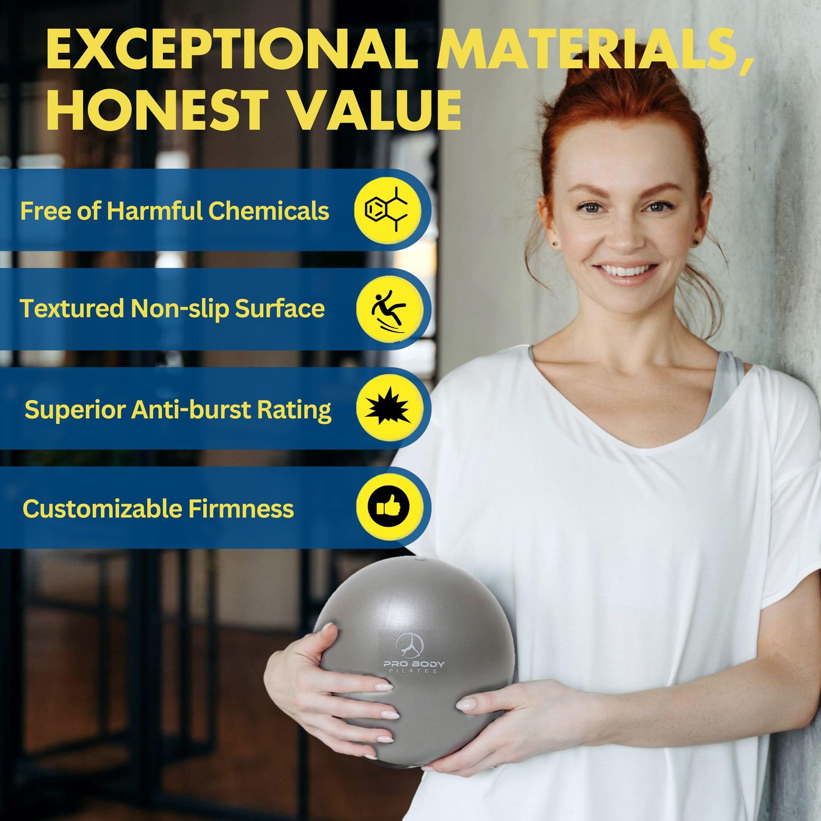 Small Exercise Ball - 9 Inch Workout Ball for Stability, Barre, Yoga, Core & ...