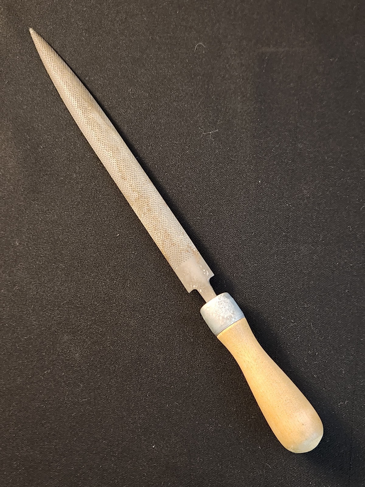 Vintage Half Round Auriou Wood Rasp, #10, w/ SKROO-ZON Handle, France
