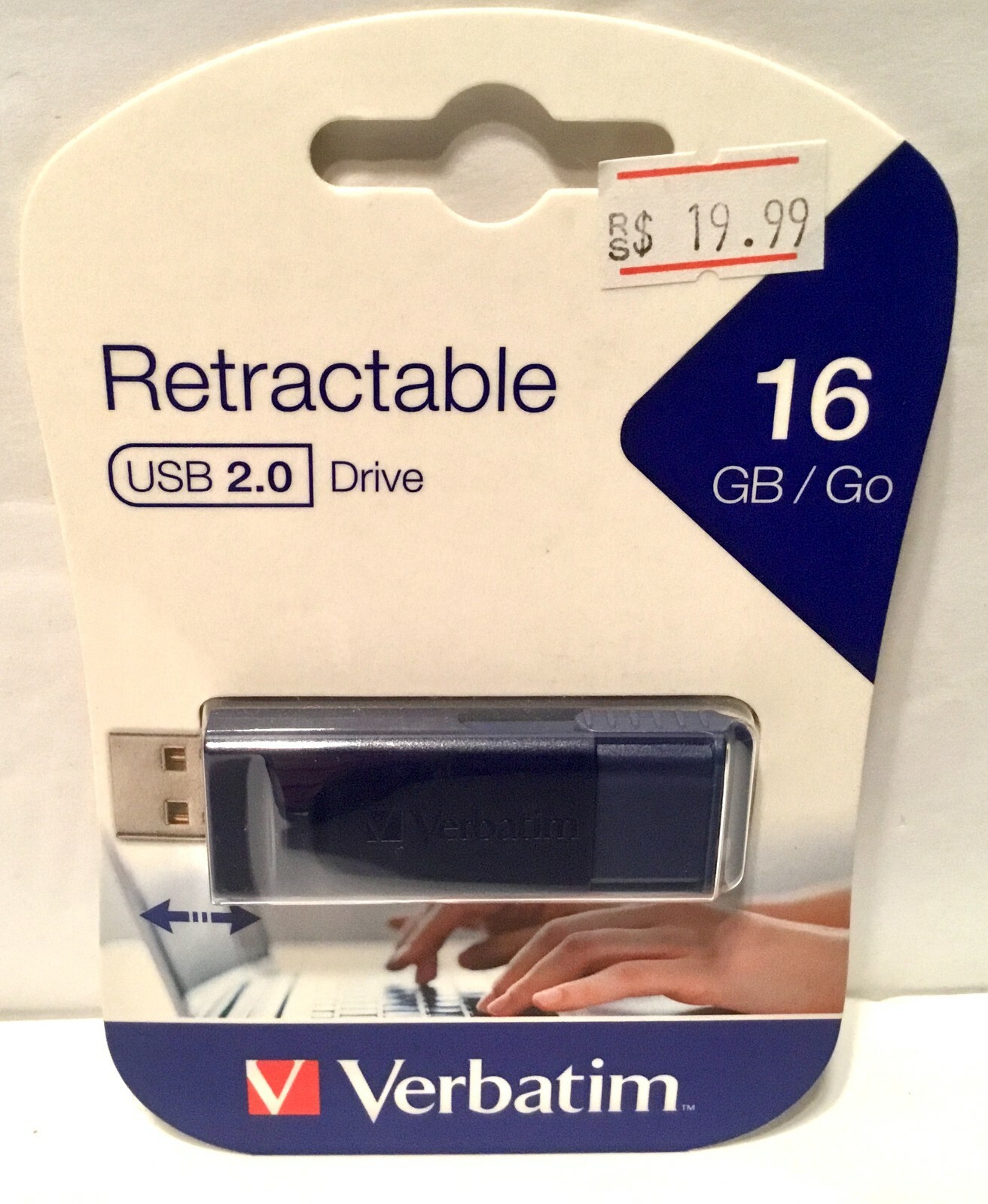 USB 2.0 DRIVE NEW FACTORY SEALED RADIOSHACK VERBATIM 16 GB RETRACTABLE