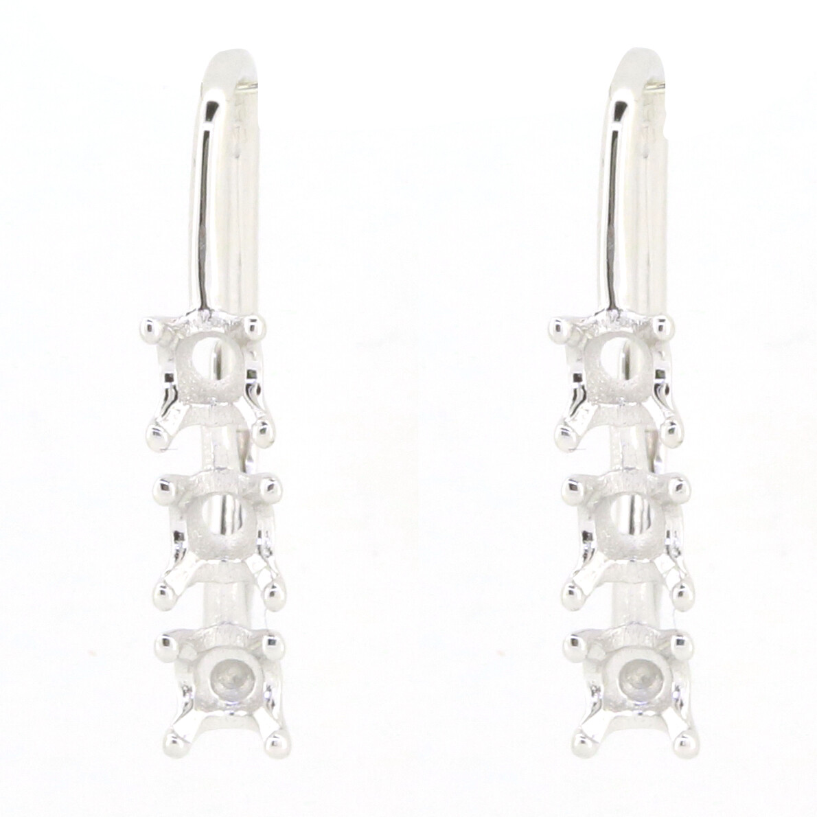 Sterling Silver Semi Mount Earrings Setting Round RD 4x4mm Leverback W