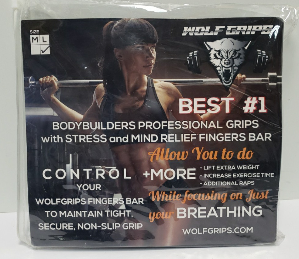 WOLF GRIPS INNOVATIVE GRIPS NON-SLIP WEIGHT LIFTING GRIPS UNISEX LARGE