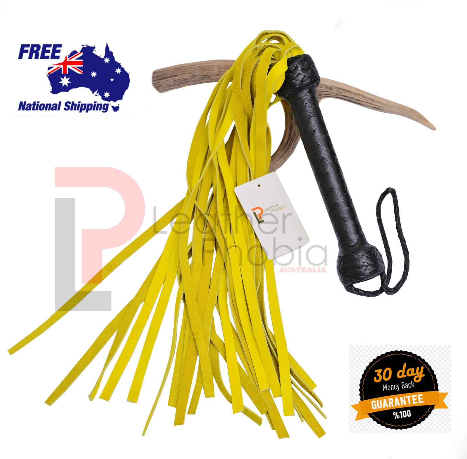 Yellow 25 tails heavy Flogger Cowhide Leather 25 Thick Tails Fully Handmade Whip