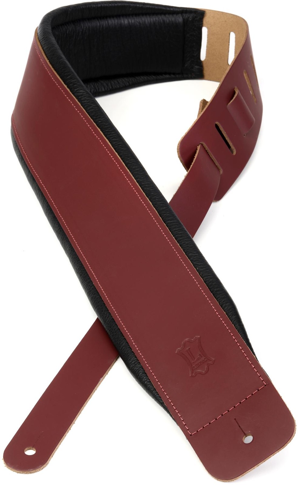 Levy's DM1 3" Leather Face w/Padded Back Guitar Strap - Burgundy
