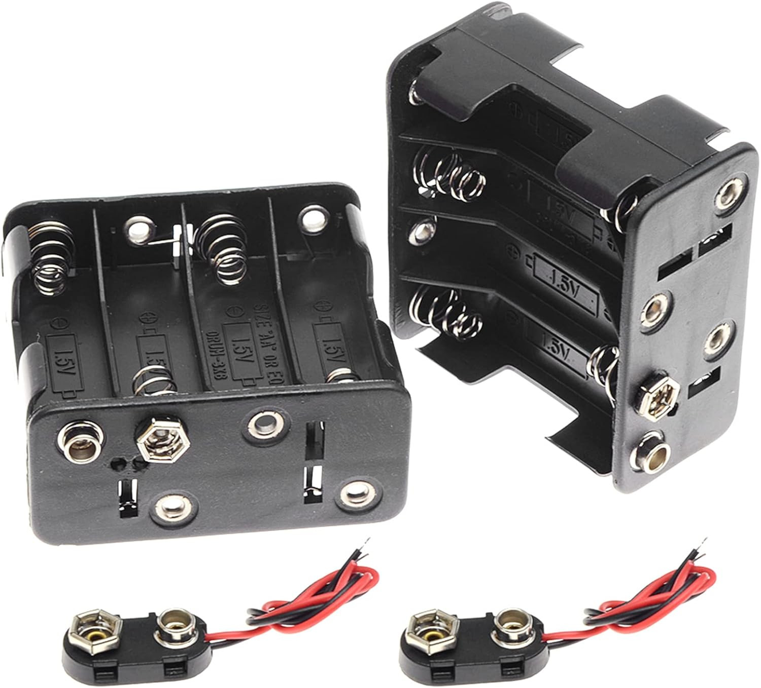 QTEATAK 2Set 8 X AA Thicken Battery Holder with I Type Wired Battery Clip Standa