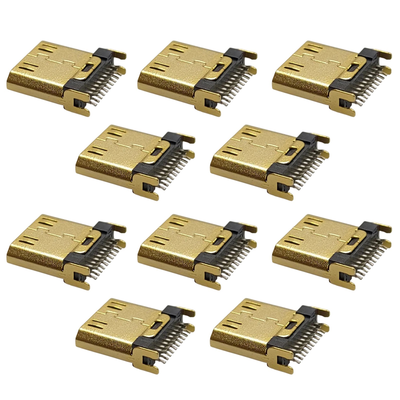 10PCS MINI HDMI Male Connector Gold Plated Vertical Straight Plug Socket