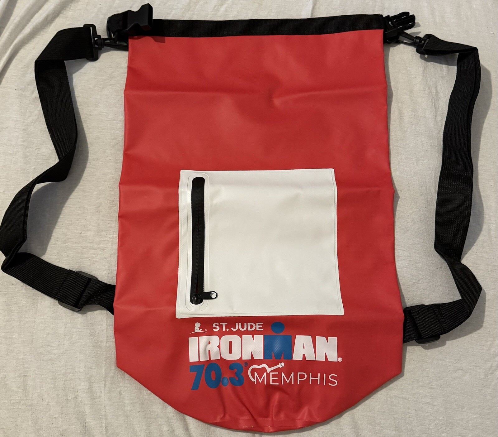 St Jude Ironman 70.3 Memphis Red Waterproof Wet Dry Bag Backpack Triathlon NWOT