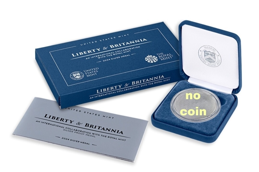 2024 P LIBERTY BRITANNIA Proof MEDAL American Silver  US UK - BOX and COA ONLY