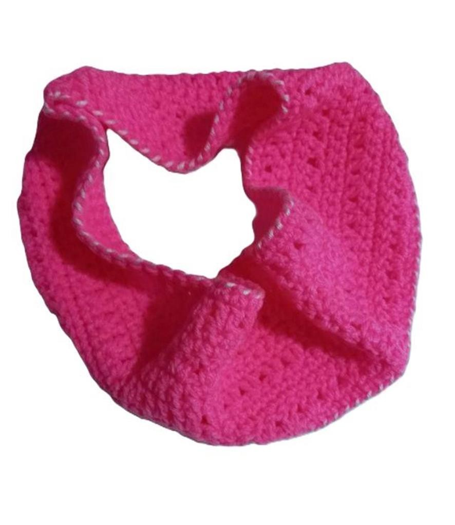 Hand Crochet Pink with White Trim Infinity Scarf/Neck Warmer NEW #504