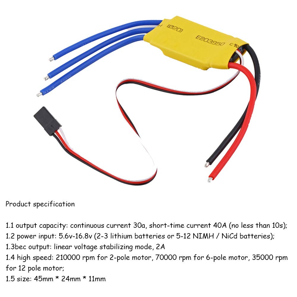 Acxico 1Pcs DC12V 30A High-Power Brushless Motor Speed Controller DC 3-Phase