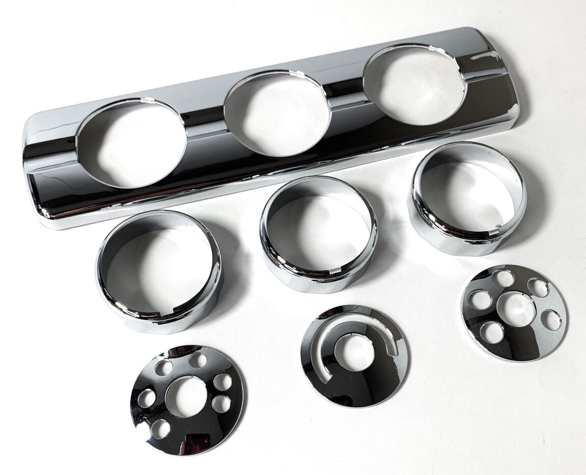 Chrome AC Heater Dash Control & Knob Covers For 2008-2017 Freightliner Cascadia