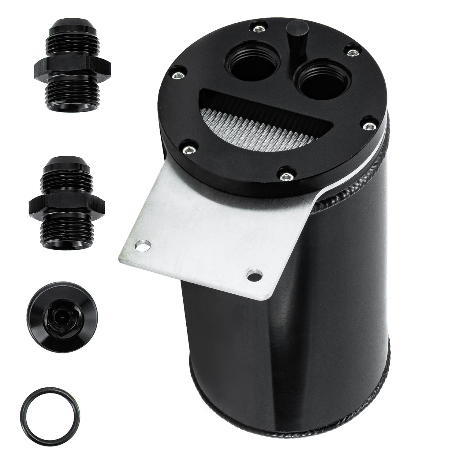 Universal Baffled Catch Can Assembly 12695- Open Loop Aluminum