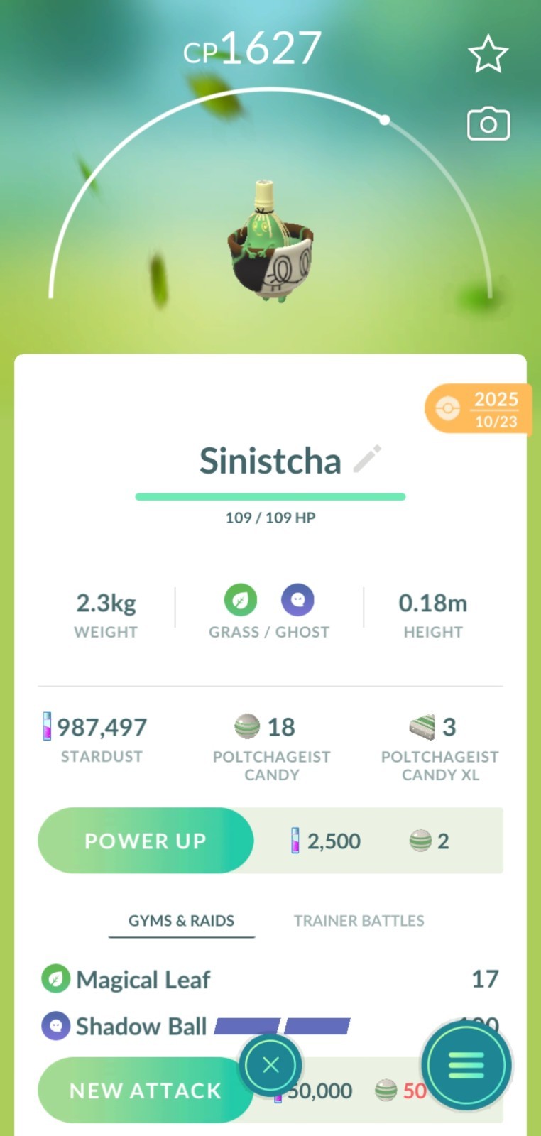 Pokémon Sinistcha (Poltchageist Evolution) Go TD