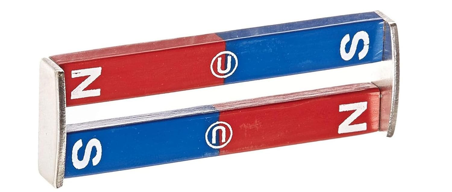 Alnico Bar Magnets 3 Inch Pair Blue Red Classroom Science Magnets with Keepers