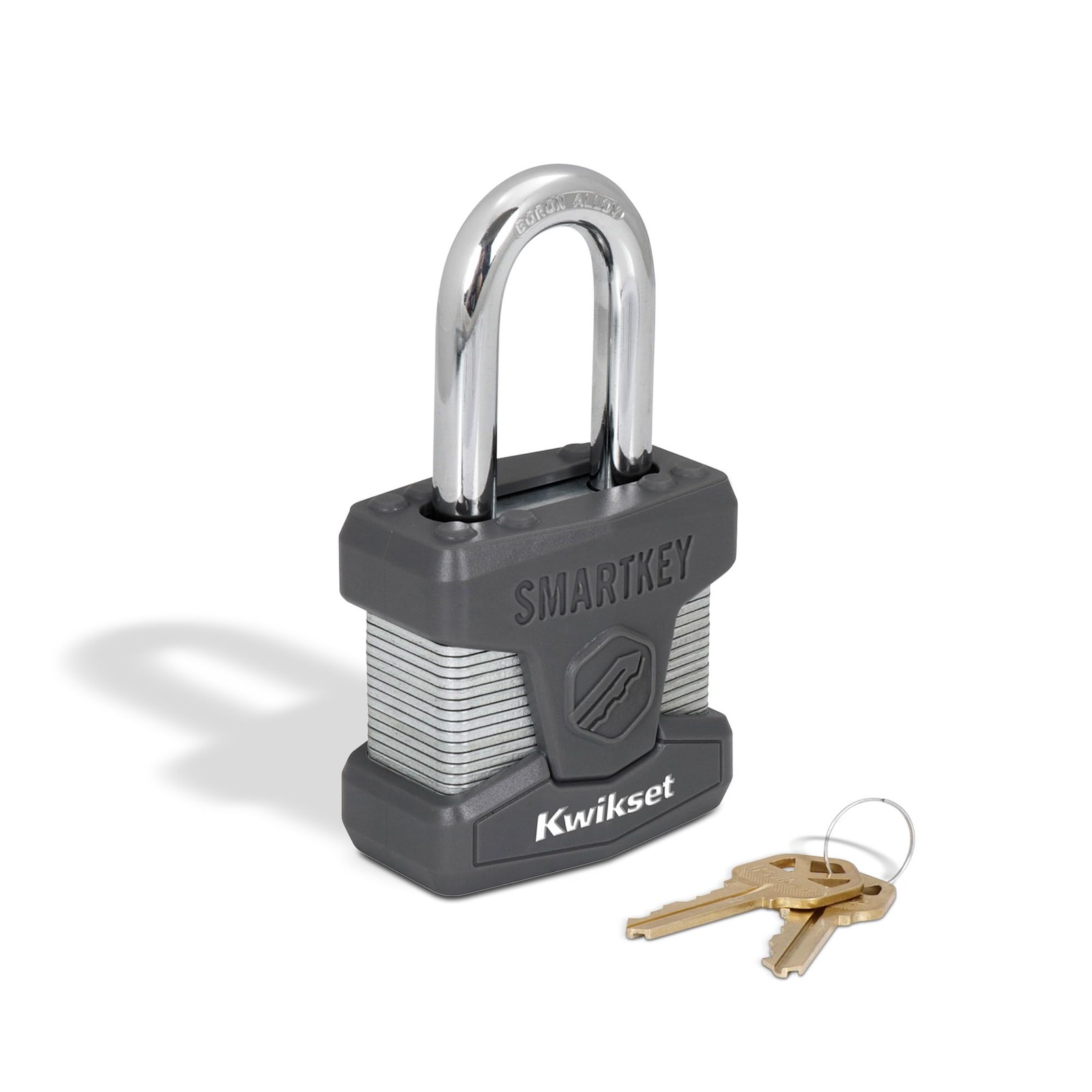 SmartKey ReKeyable Laminated Steel Padlock with Boron Carbide Shackle, Outdoo...