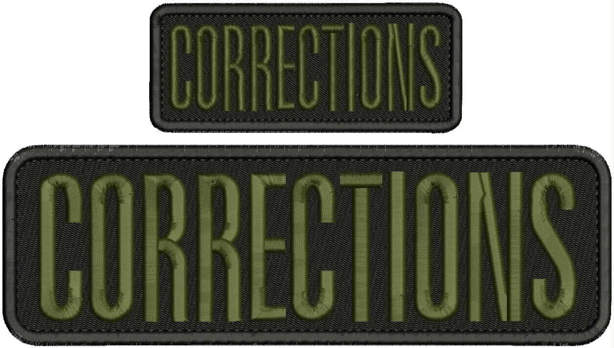 CORRECTIONS embroidery patch 3X10 and 2x5 hook  od green/black