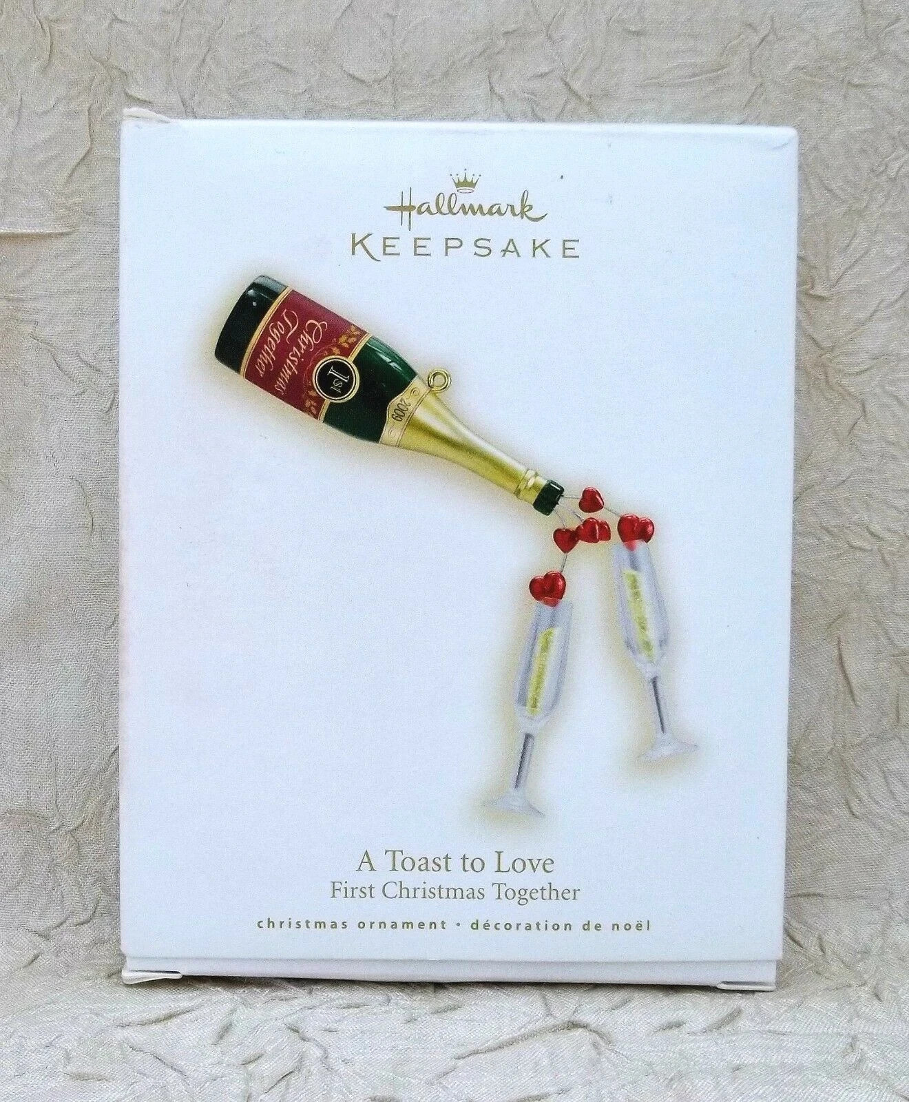 2009 Hallmark First Christmas Together Ornament A Toast To Love New In Box