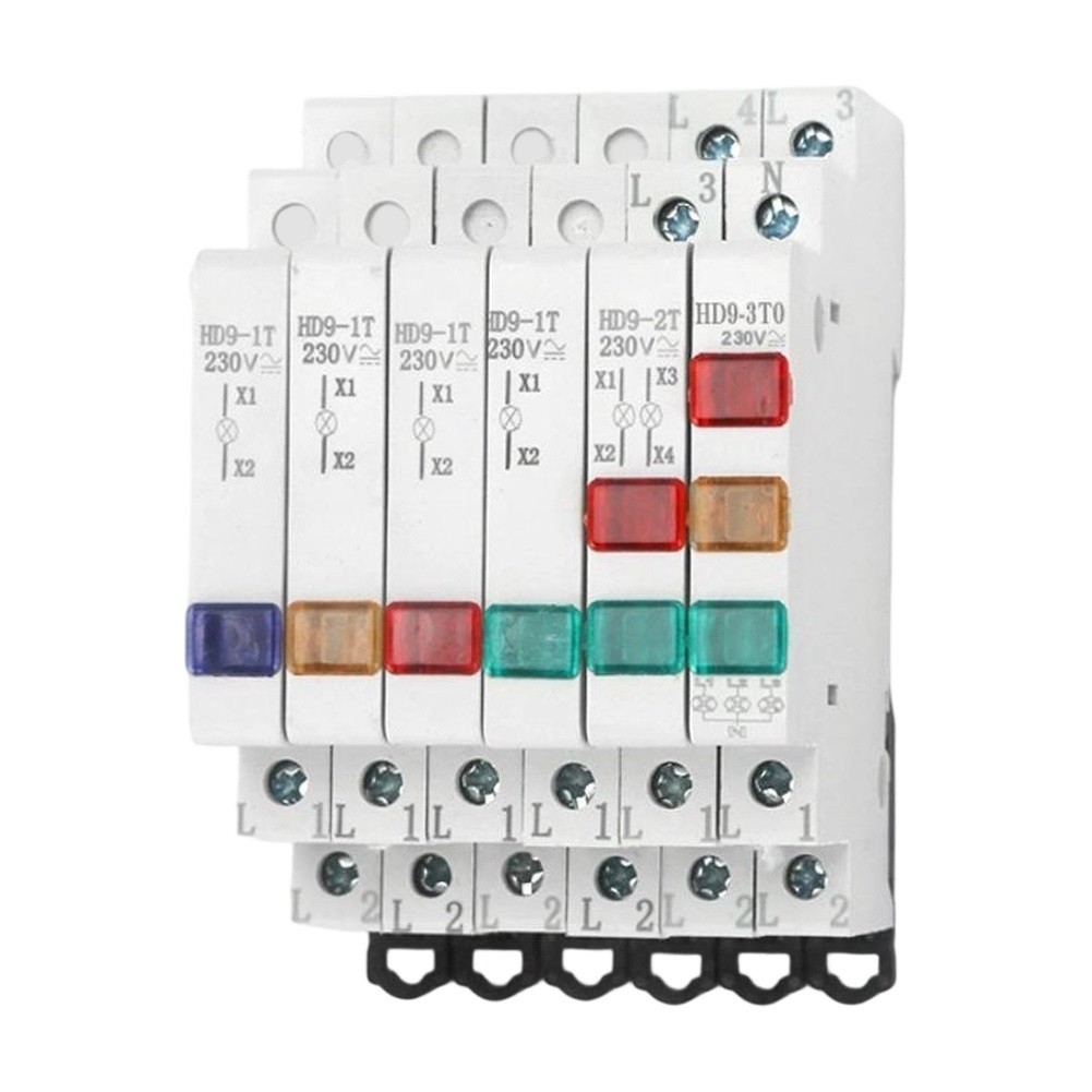 230V AC LED Signal Light White Housing DIN Rail Mount for Control Boxes