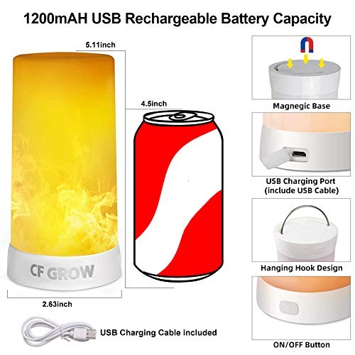 LED Flame Effect Light, USB Rechargeable Outdoor Flame Remote control style