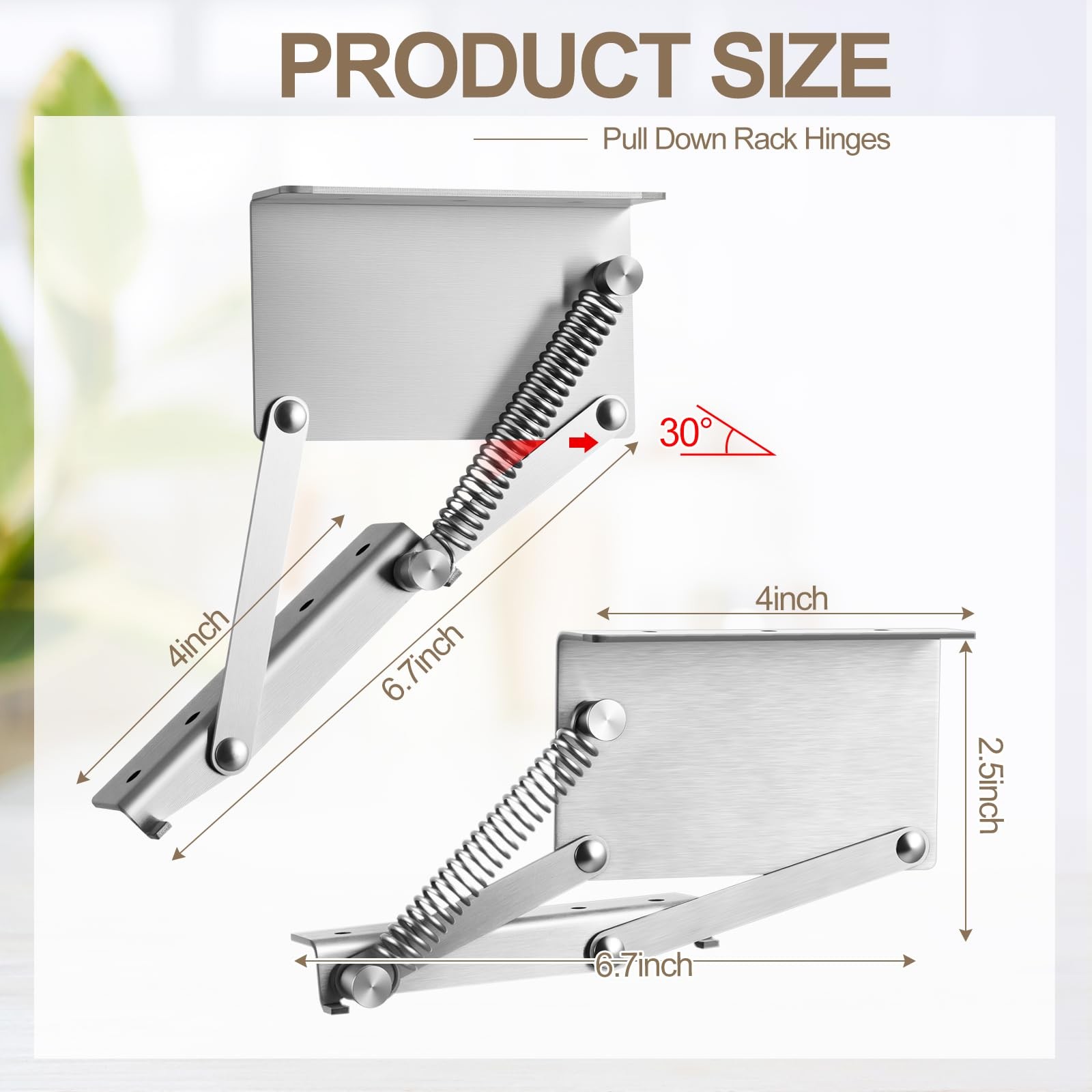 2 Pcs Pull Down Rack Hinges Under Cabinet Hinges for Spice Knife Coffee Pod S...
