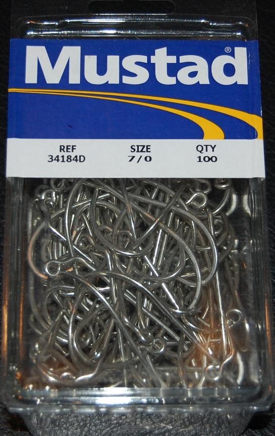 100 Mustad 34184DT-70 Size 7/0 Saltwater 60 Degree Jig Hooks Do It Salt Molds