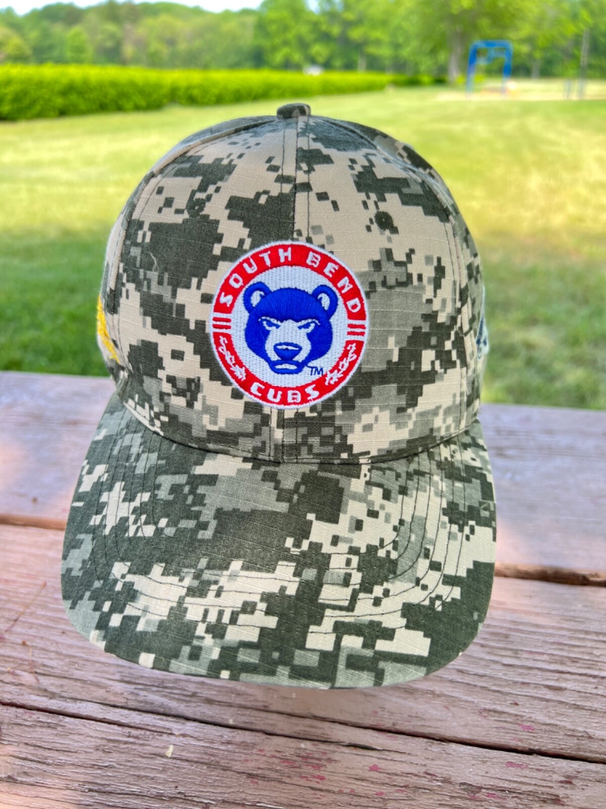 South Bend Cubs Minor LB Logo on Digital Camouflage Hat Cap Hook Loop EUC