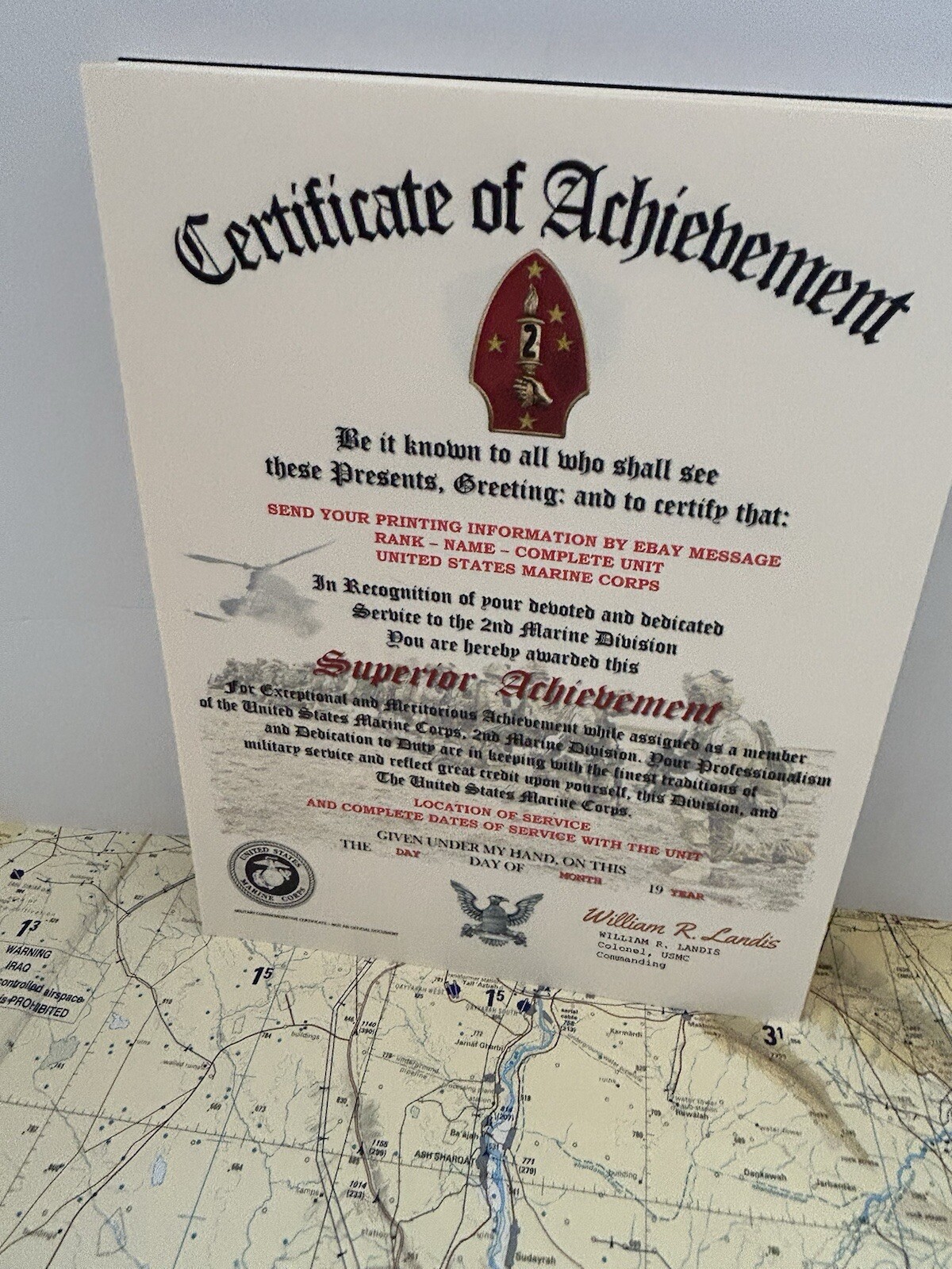 U.S. MARINE CORPS / 2ND MARINE DIVISION - MERITORIOUS ACHIEVEMENT COMMENDATION