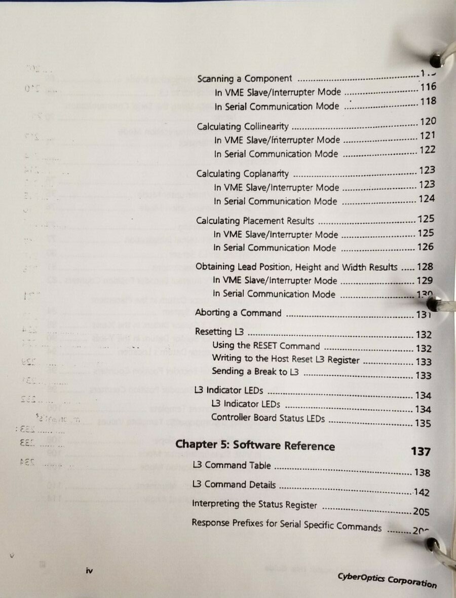 Panasonic Panasert Cyber Optics Laser Lead Locator Users Guide Binder
