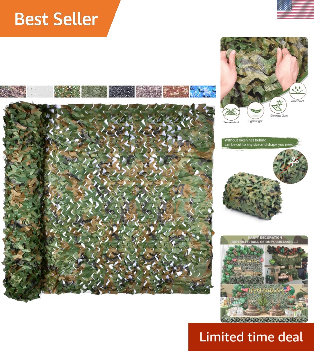Versatile Camouflage Netting 9.8ft x 9.8ft - Ideal for Hunting, Parties, & More