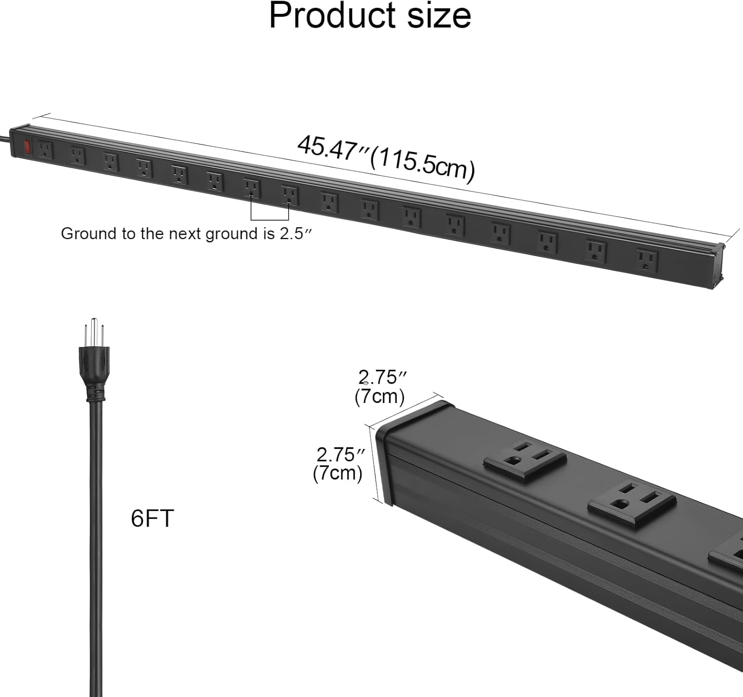 Long Heavy Duty 16 Outlet Large Metal Garage Workshop Multi Wide Industrial P...