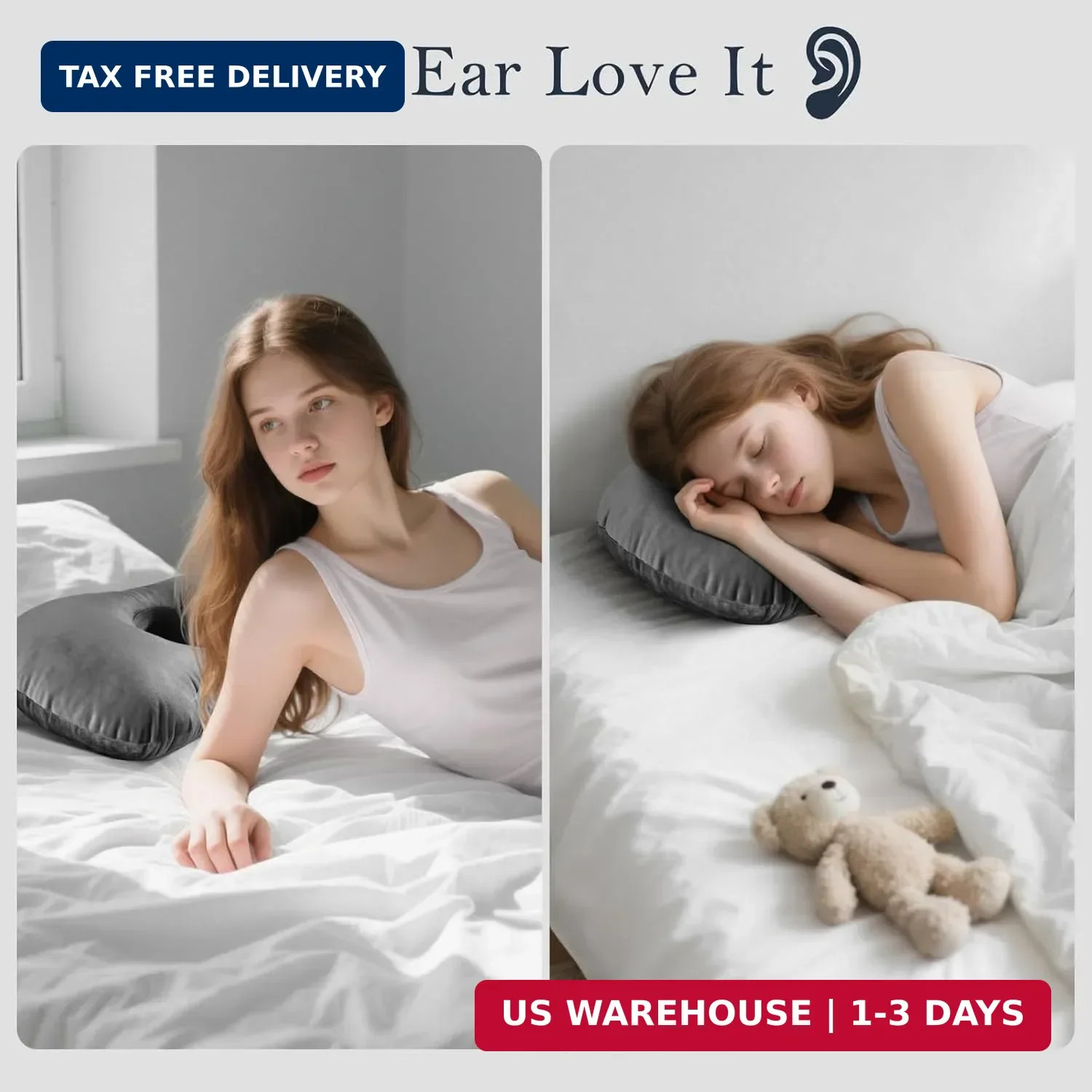 SofGlowly Ear Piercing Pillow for Side Sleepers, Larger Ear Hole Design for Comf