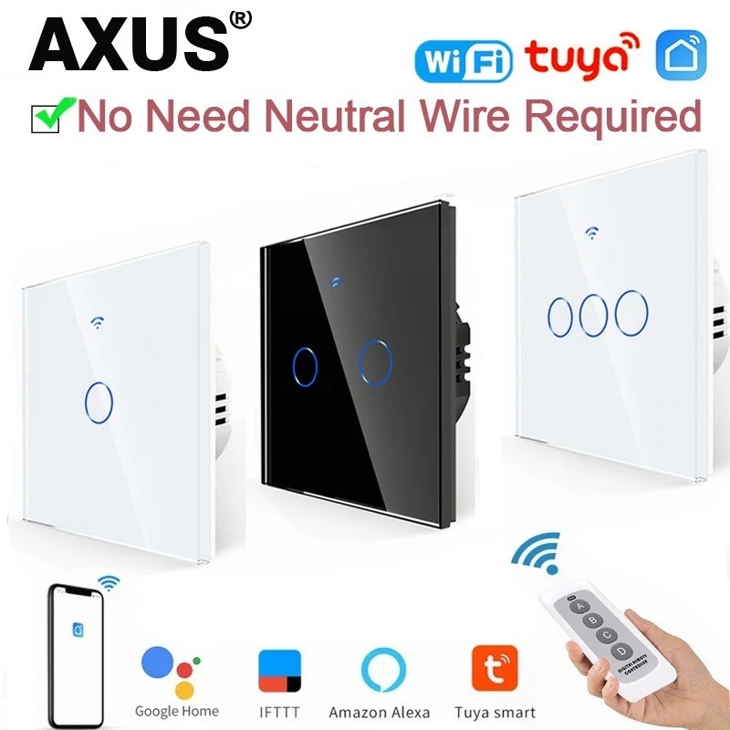 1/2/3 Gang Smart WiFi Wall Light Switch Touch Panel for Alexa/Google/Tuya APP US