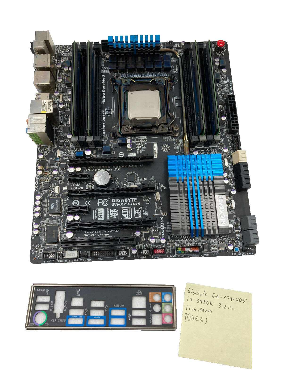 Gigabyte GA-X79-UD5 Intel X79 LGA 2011 DDR SATA i7-3930K 3.2GHz 16GB TAM DDR3