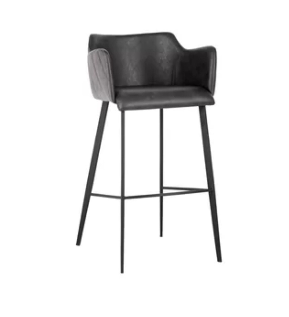 Home Square Griffin 26.25" Fabric Counter Stool in Roman Gray
