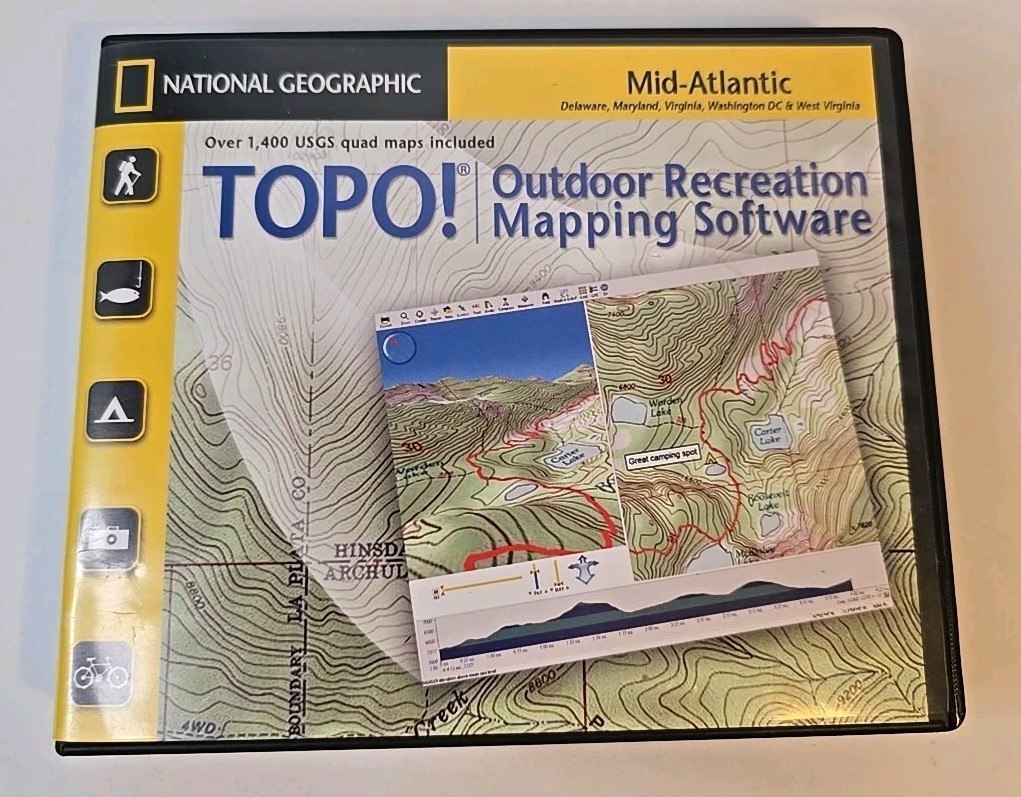 National Geographic TOPO Mid Atlantic Outdoor Recreation Mapping Software Mac/PC