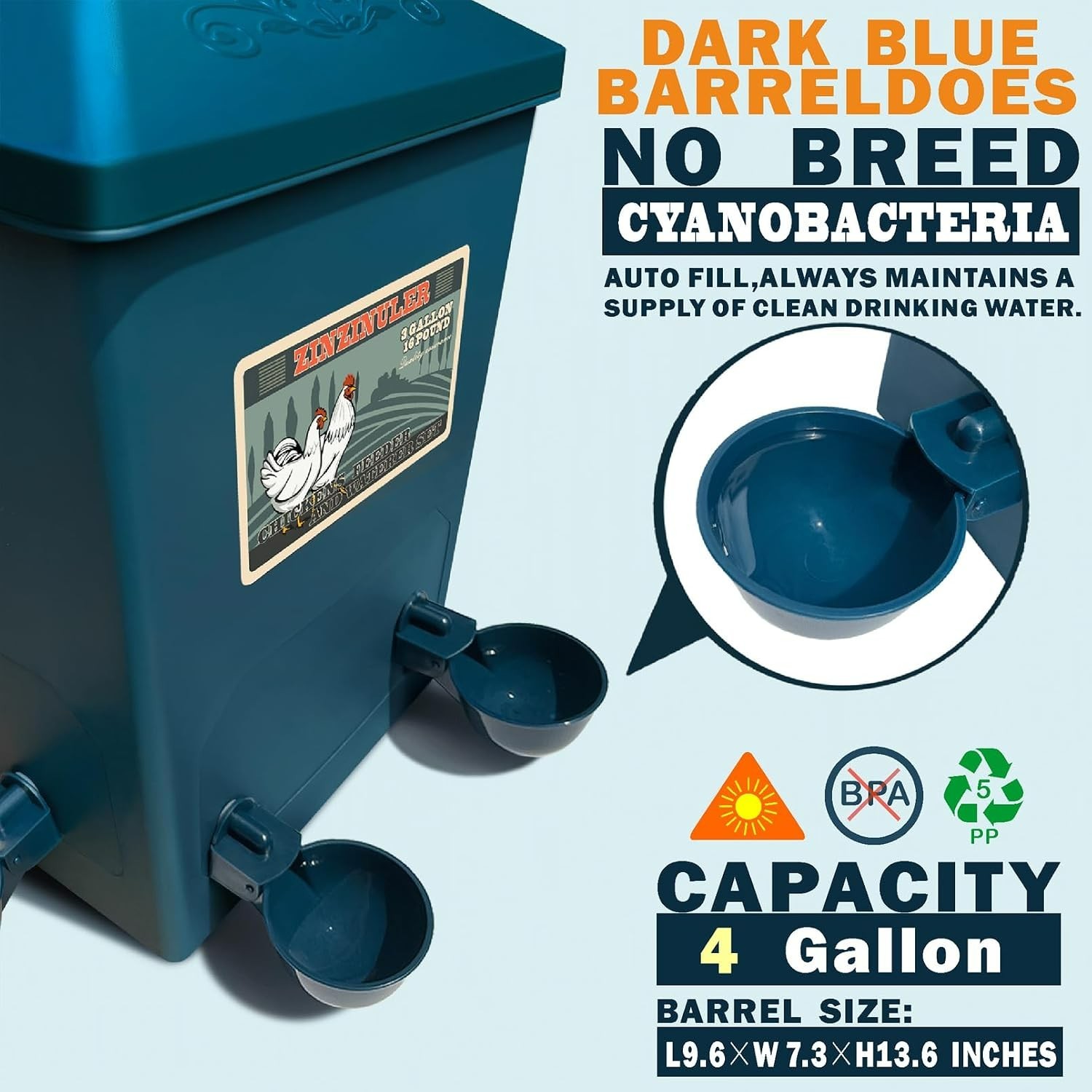 4-Gallon Automatic Chicken Waterer with Float Valve - No Refilling Needed!
