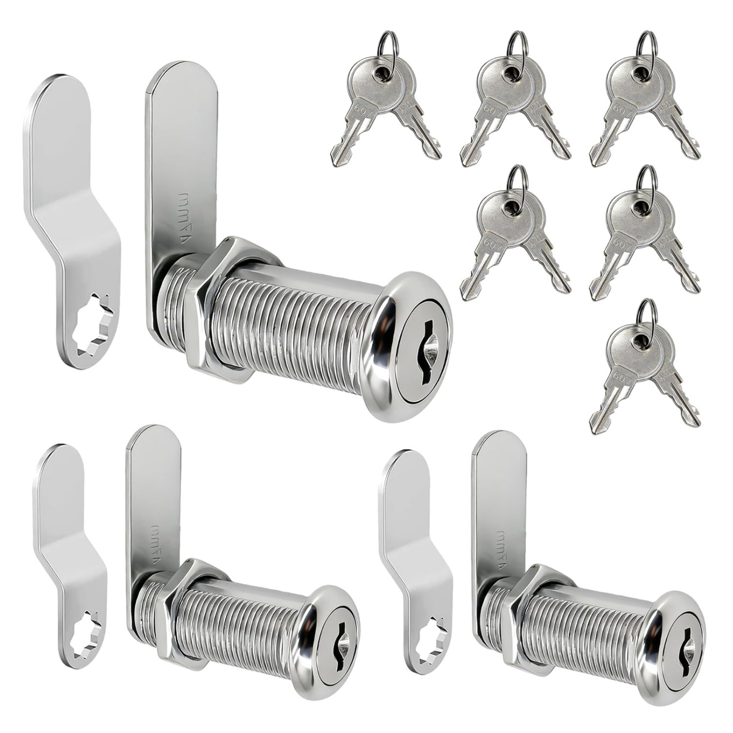 3 Packs Cabinet Locks with Keys 11/2" Long Cam Lock keyed Alike Tool Box Lock...