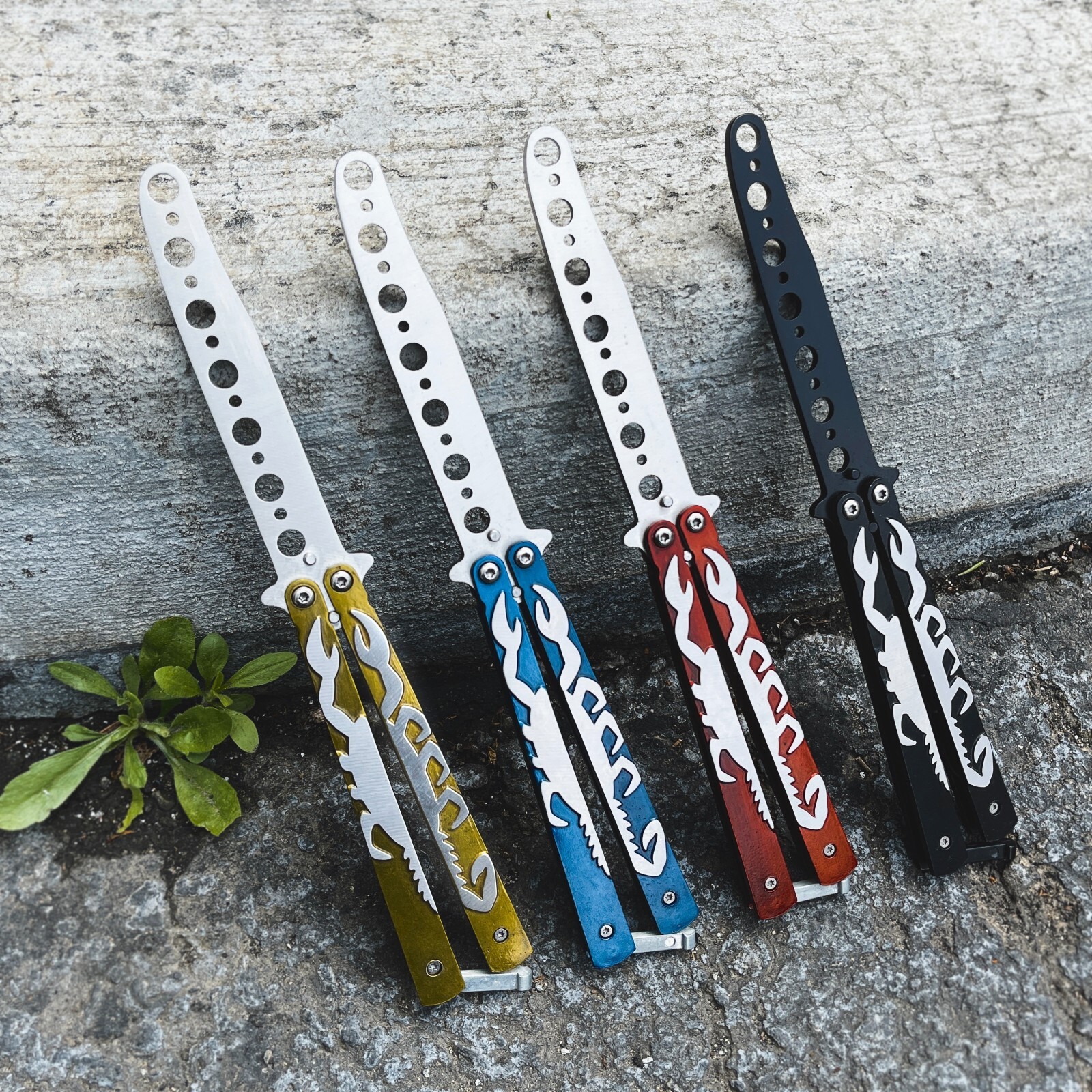 8 3/4" Butterfly Trainer 440 Stainless Steel Practice Tool With Scorpion Handle