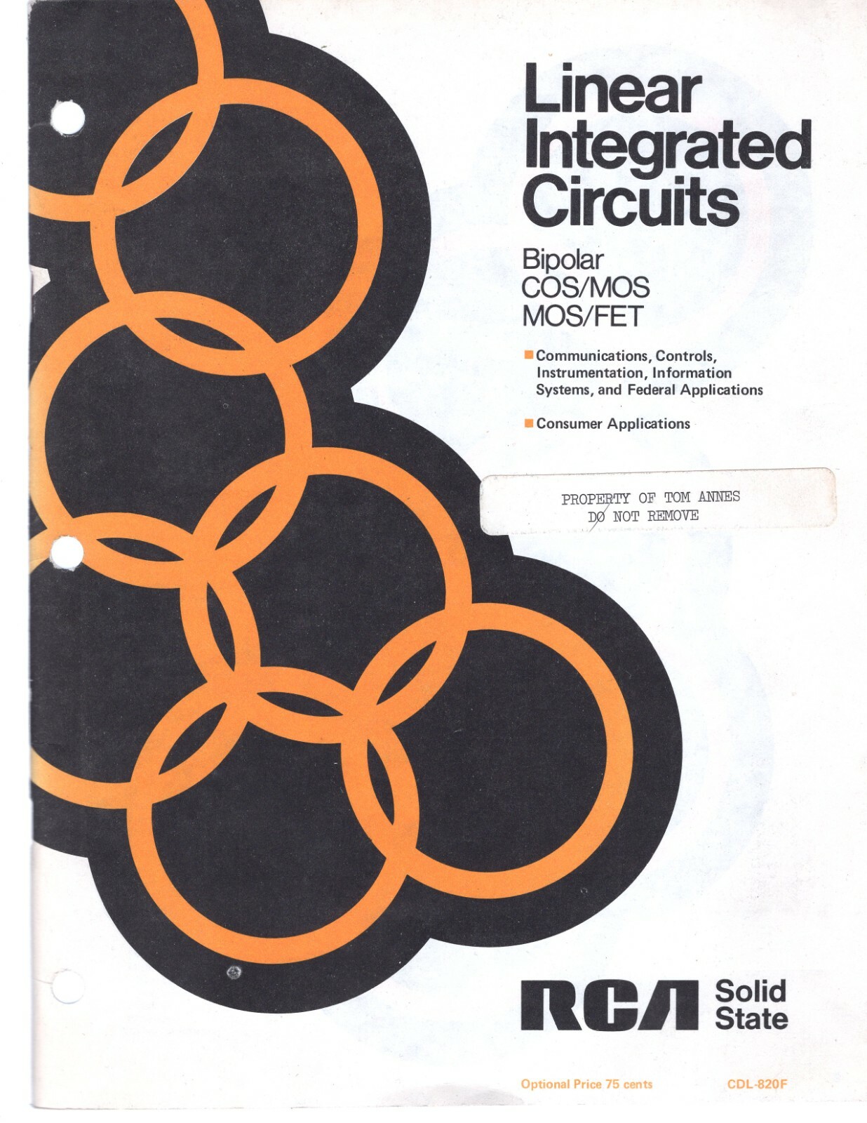 RCA Linear Integrated Circuits Bipolar COS/MOS MOS/FET Product Brochure