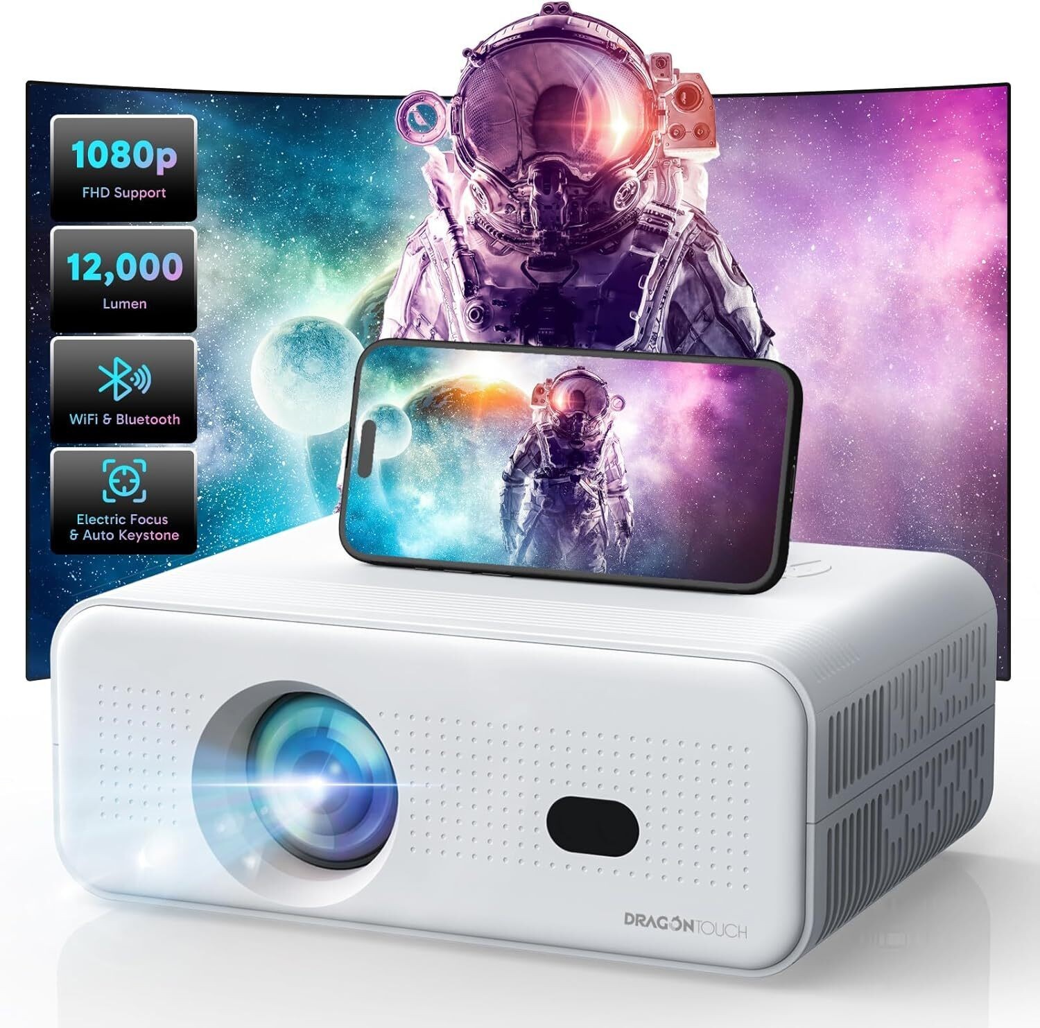 Mini Projector with 5G WiFi 6 and Bluetooth, Support FHD 1080P Smart Video Pro…