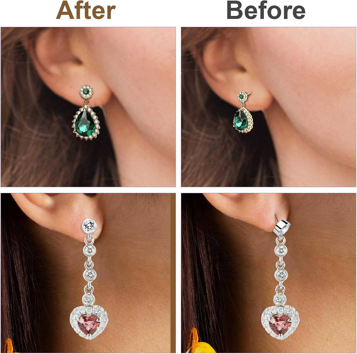 4 Pairs Earring Backs for Droopy Ears, Earring Lifter for Heavy Support Backs L
