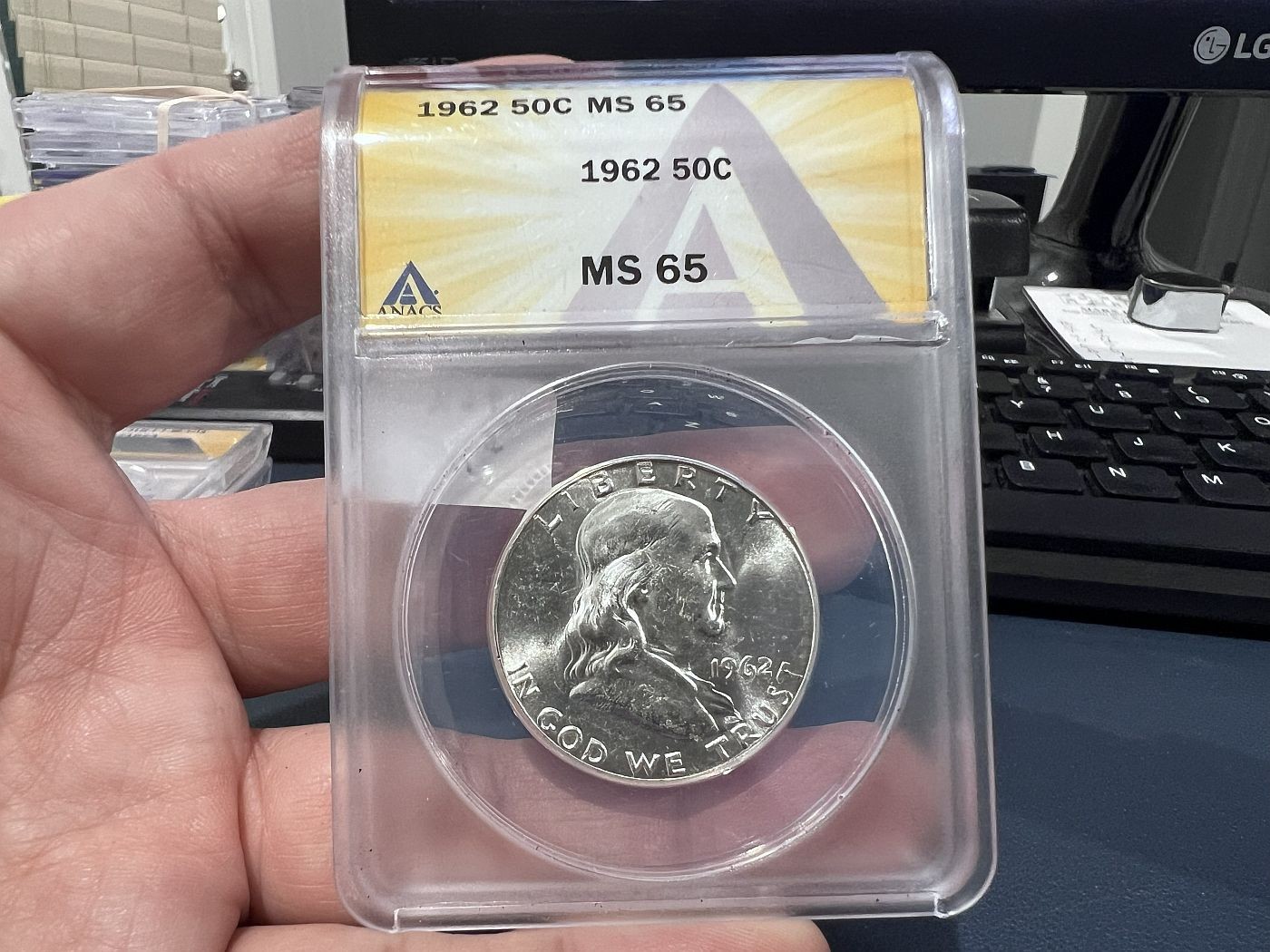 1962 50c Franklin Half Silver Dollar Anacs MS 65 (AN)