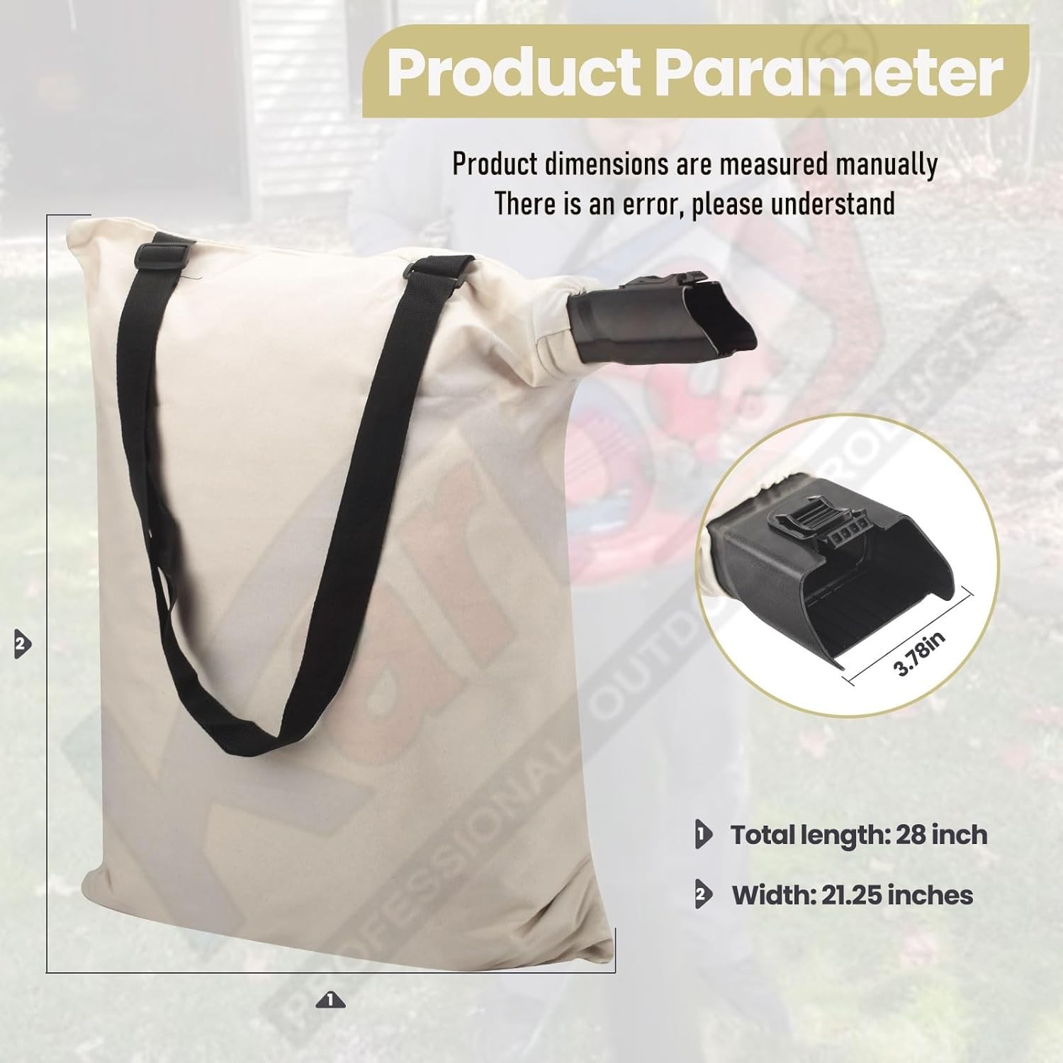 Cotton Leaf Blower Vacuum Bag - Effortless Emptying & Adjustable Straps