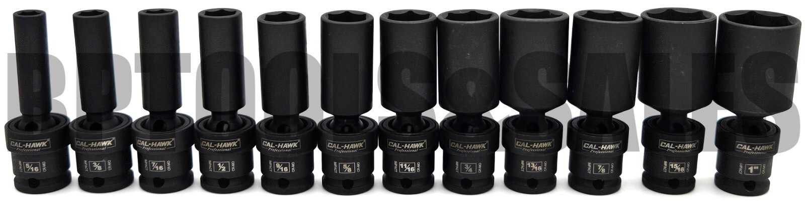 12pc 3/8" DR. Universal Ball Swivel Deep Impact Socket Set (SAE) Radius Set