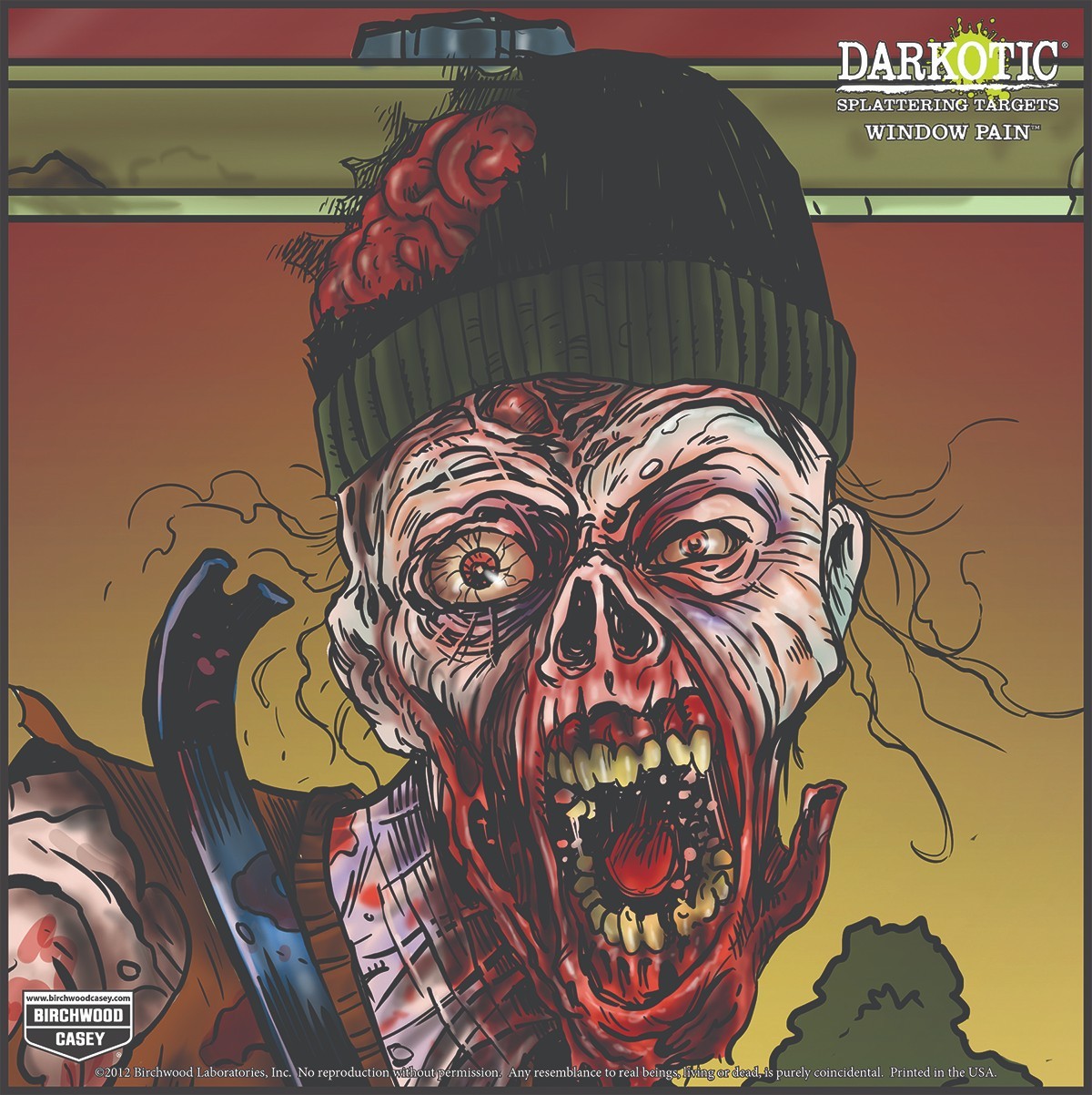 (2 PACK) Darkotic® Humanoid Splattering HeadShots. Adhesive 12" square.