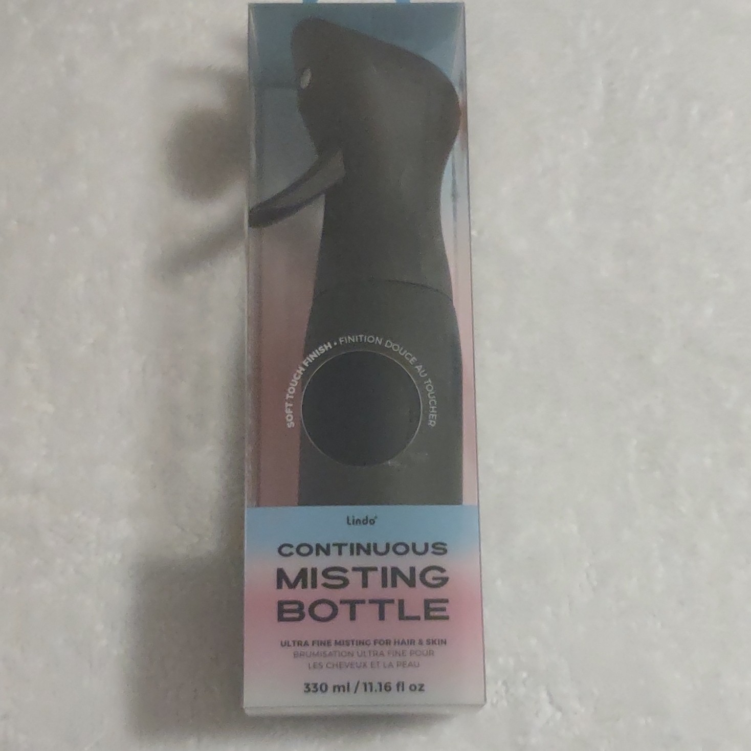 Lindo Continuous Misting Spray Bottle 330 ml Black Ultra Fine Reusable
